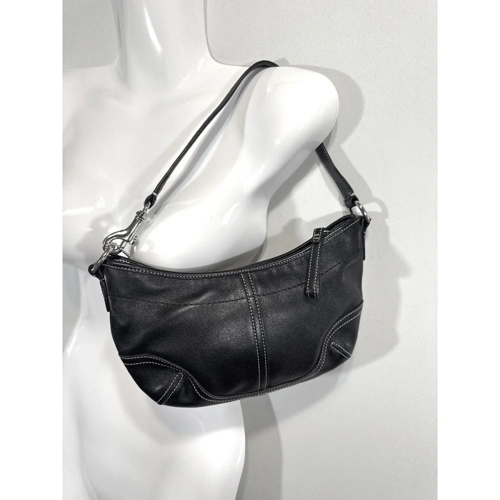 Coach Soho Black‎ Leather Small Hobo Shoulder Bag Purse N0 E043-4283